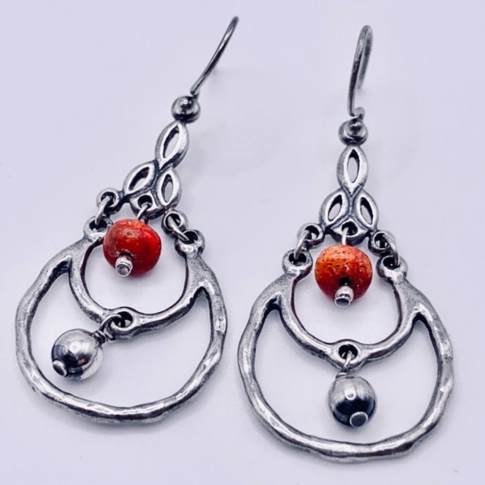 Silpada Sterling Silver Sponge Coral Earrings W1560